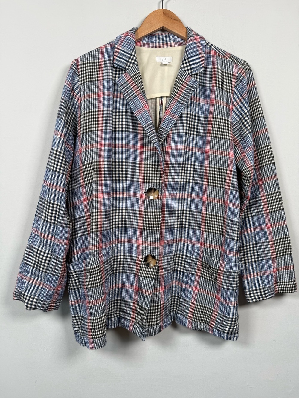 J. Jill Barley Relaxed Plaid Boyfriend Blazer, Size M, Great Condition